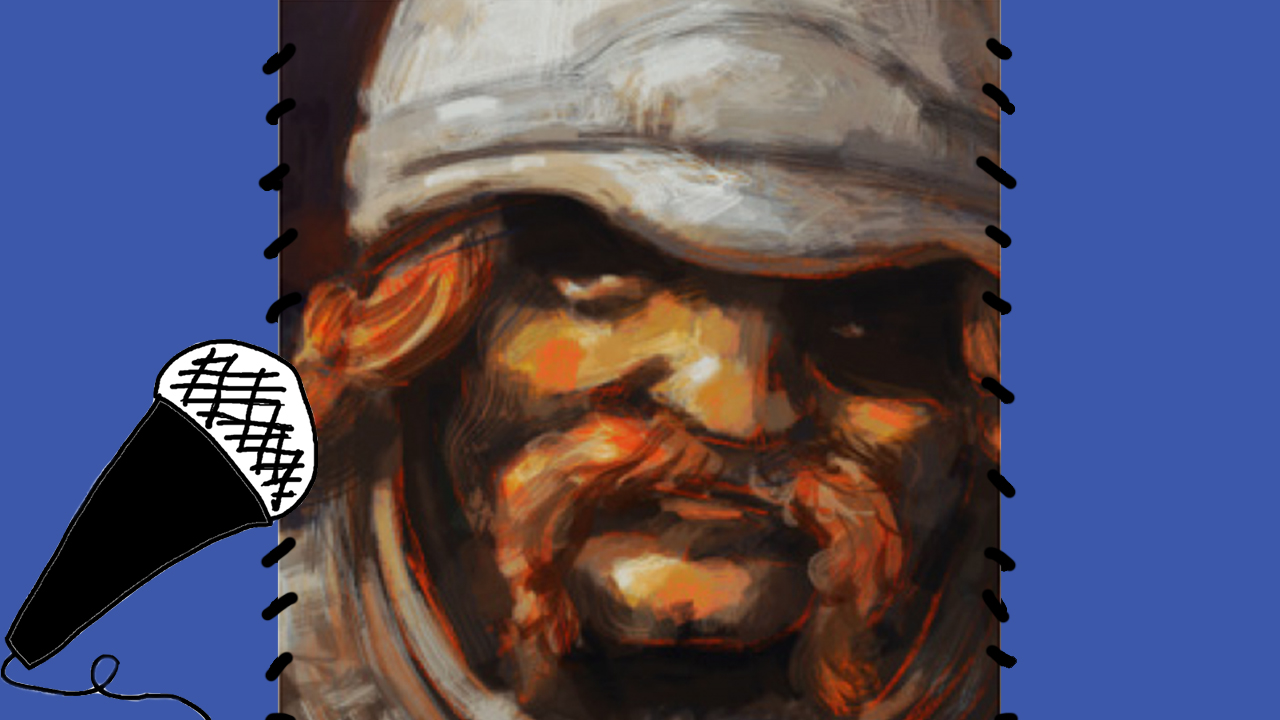 R3nDom's tweet card. Ein Zwerg mit tief liegenden, gesenkten Augen, ein trauriger Blick, Rauschebart, den Hut weit ins Gesicht gezogen — so wird Florian Fischer während der siebenjährigen Arbeit an Aeon of Sands von...