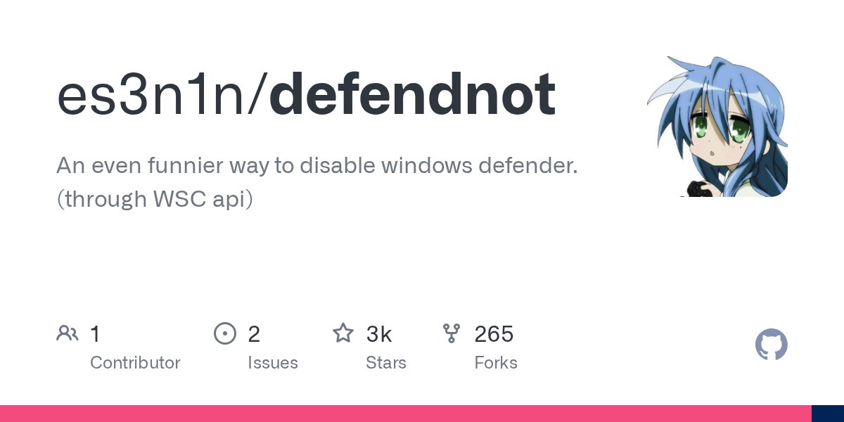 Sh3llCh4OS's tweet card. An even funnier way to disable windows defender. (through WSC api) - es3n1n/defendnot