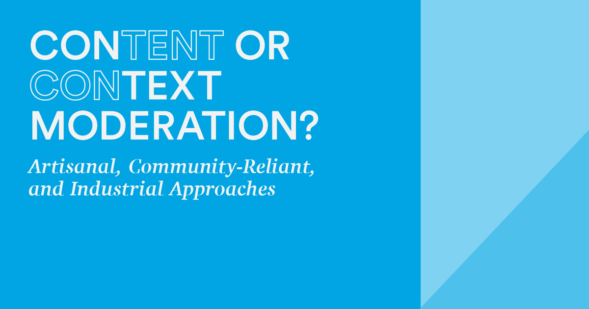robyncaplan's tweet card. New report by Robyn Caplan illustrates the organizational contexts of three types of content moderation strategies by drawing from interviews with 10 major digital platforms.