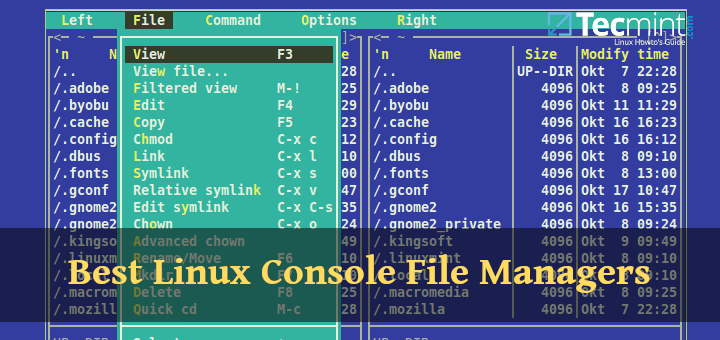 tecmint's tweet card. Linux console file managers can be very helpful in day-to-day tasks, when managing files on a local machine, or when connected to a remote one.