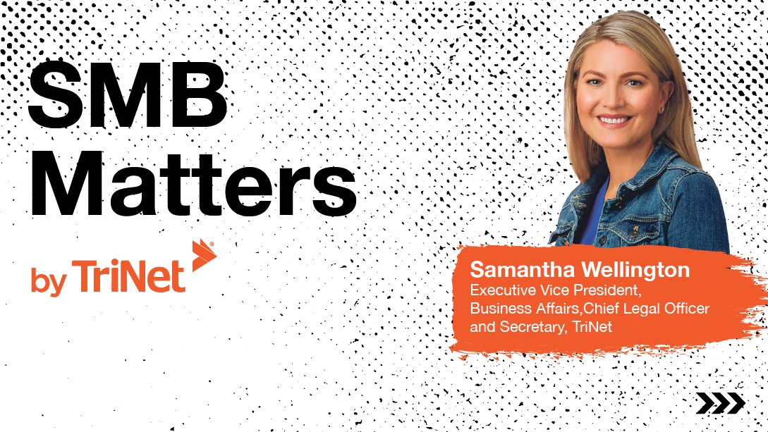 TriNet's tweet card. TriNet’s Executive Vice President, Business Affairs, Chief Legal Officer and Secretary Samantha Wellington discussing how SMB leaders can stay engaged with employees following unprecedented workplace...