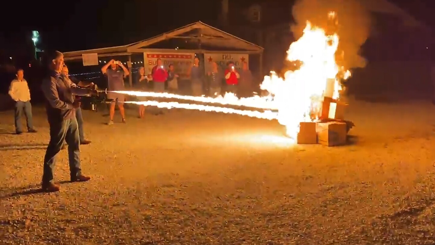 APFactCheck's tweet card. Social media users shared a range of false claims this week. Here are the facts: A viral video shows two Missouri lawmakers using a flamethrower to burn cardboard boxes, not books.