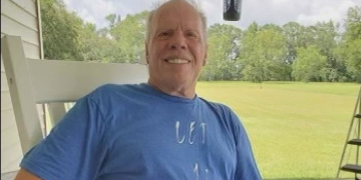 WLBT's tweet card. Officials in George County have drones in the air and dogs on the ground searching for any sign of Larry James Spicer, who has been missing since Monday night.