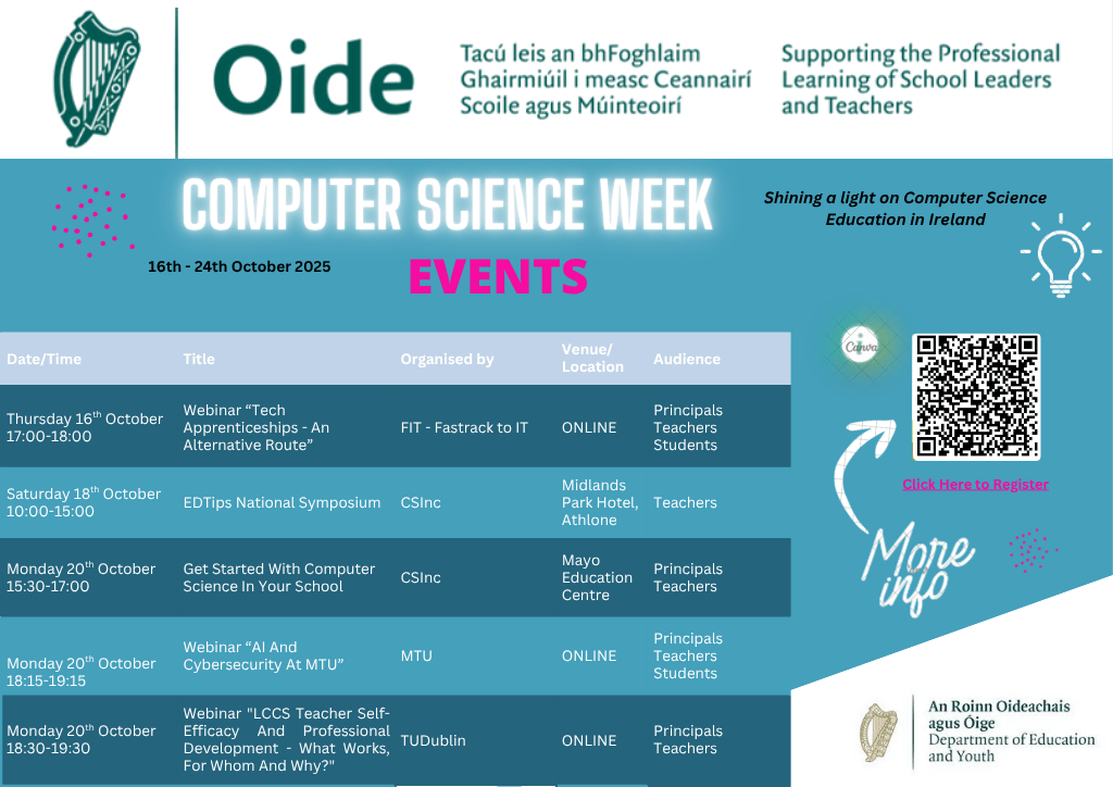 Oide_CompSci's tweet card. Events CSWeek 2025