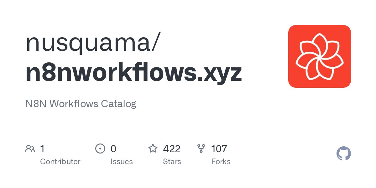 clxymox's tweet card. N8N Workflows Catalog. Contribute to nusquama/n8nworkflows.xyz development by creating an account on GitHub.