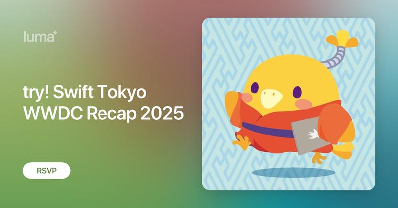 tryswiftconf's tweet card. try! Swiftが主催するこのイベントでは、実際にWWDC Special Eventに参加した方々が登壇し、今年のWWDCを皆さんと一緒に振り返ります。 タイムテーブル / Timeline 16:30 - 17:00 入場 Check-in 17:00 Introduction 17:10 Liquid…