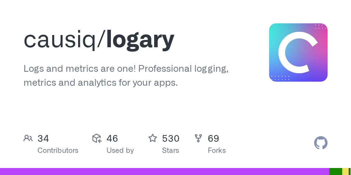 logarylib's tweet card. Logs and metrics are one! Professional logging, metrics and analytics for your apps. - causiq/logary