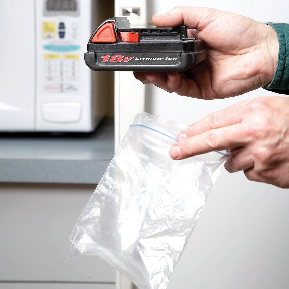 Family_Handyman's tweet card. Here's a tip for making lithium tool batteries last twice as long. Most kits come with two batteries. Take one of them and stick it in the refrigerator.