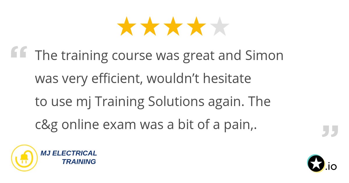 My18thEdition's tweet card. The training course was great and Simon was very efficient, wouldn’t hesitate to use MJ Training Solutions again. The C&G online exam was a bit of a pain, so...