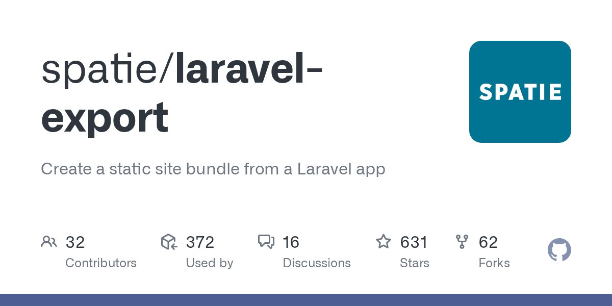 RmeetsH's tweet card. Create a static site bundle from a Laravel app. Contribute to spatie/laravel-export development by creating an account on GitHub.