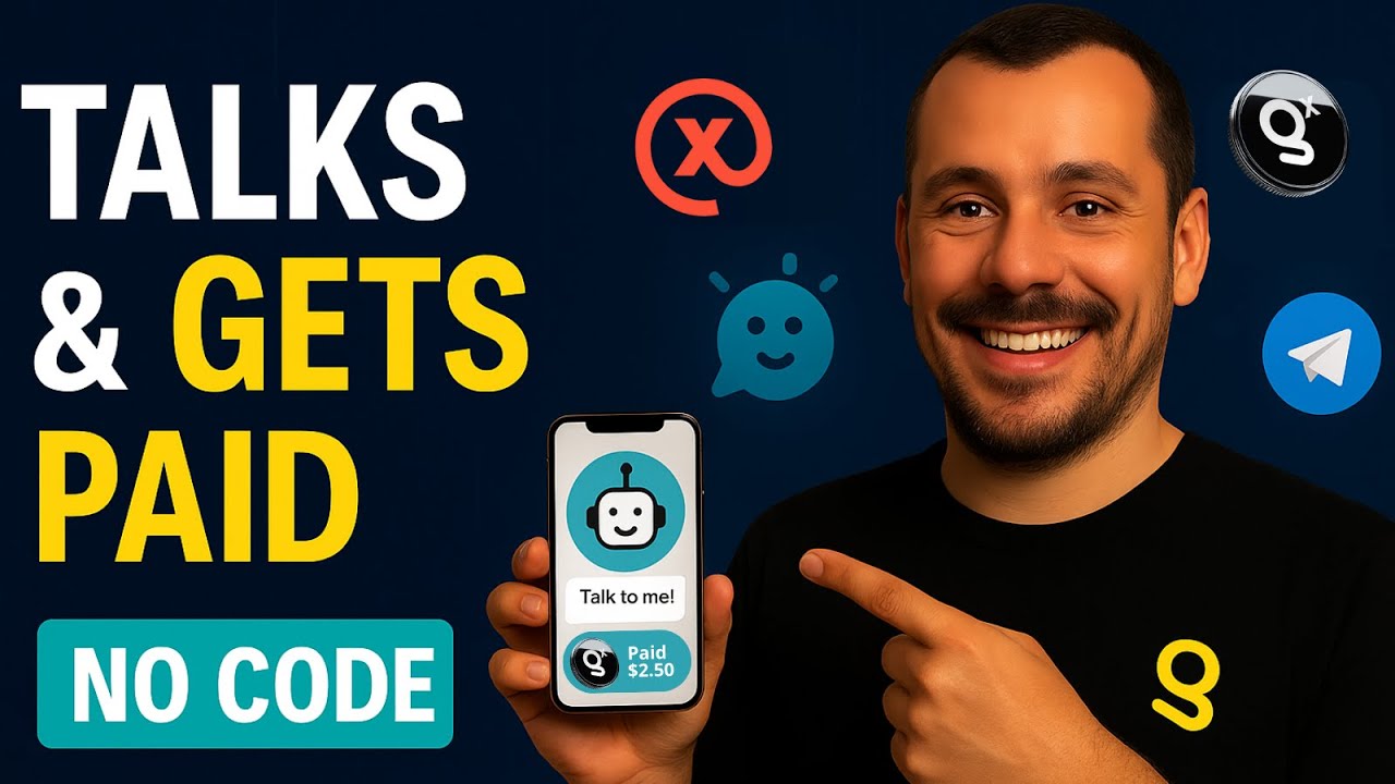 grindery_io's tweet card. This AI Agent Talks and Gets Paid