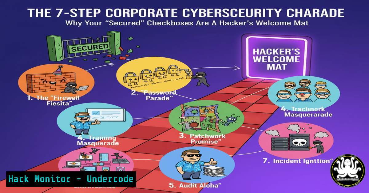 UndercodeUpdate's tweet card. The 7-Step Corporate Cybersecurity Charade: Why Your Secured Checkboxes Are a Hacker’s Welcome Mat - "Undercode Testing": Monitor hackers like a pro. Get