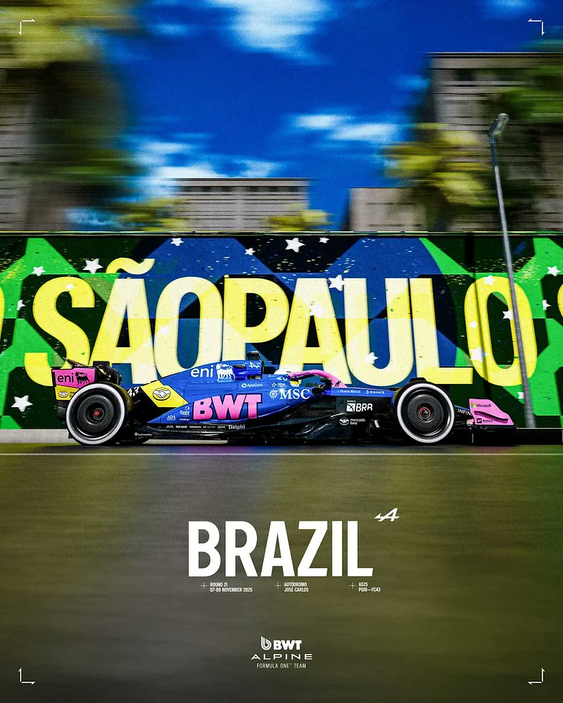 BoredApeGazette's tweet card. On your mark. Get set. Mint! The 21st ApeCoin x BWT Alpine F1 racing poster commemorating this year’s Brazilian Grand Prix is claimable between now and midnight Pacific time on ApeChain!After a tenth...