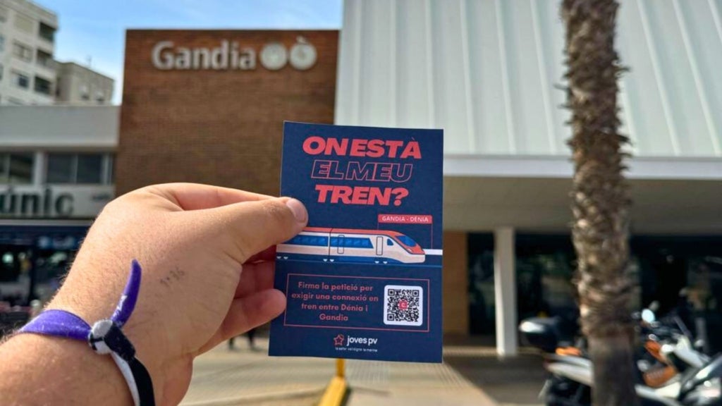 JovesPV's tweet card. Joves PV reclama la connexió ferroviària Dénia-Gandia