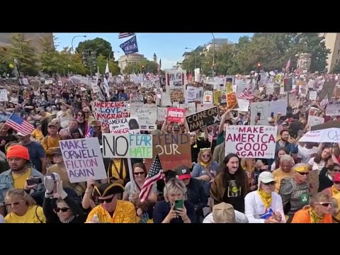 WashingtonNews9's tweet card. 200,000 join DC No Kings protest, organizers say | NBC4 Washington