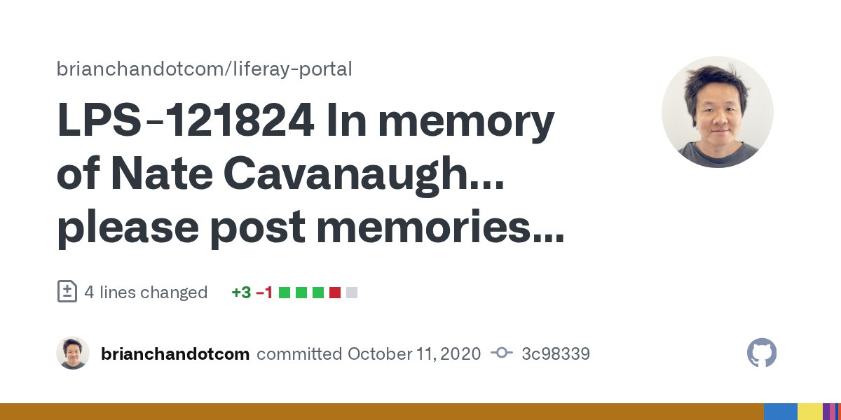 rotty3000's tweet card. …e to http://tinyurl.com/nate-cavanaugh as Git comments. Dear @natecavanaugh, I miss you bro. I recall our last conversation, the day before you died, and I wish I had said more. I'm so...