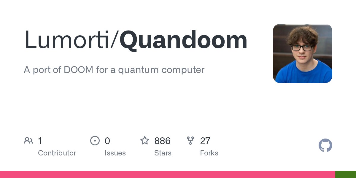 docs_guy's tweet card. A port of DOOM for a quantum computer. Contribute to Lumorti/Quandoom development by creating an account on GitHub.
