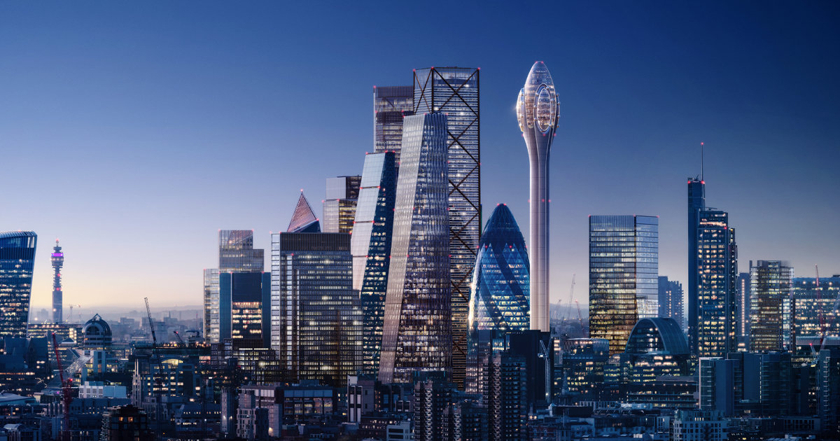 VertexModelling's tweet card. The Tulip: a new public cultural and tourist attraction proposed for the City of London