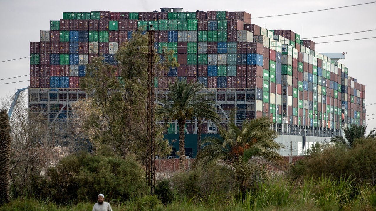 Ti_LOGISTICS's tweet card. 'Ever Given' inspected for damage after being freed from the Suez...