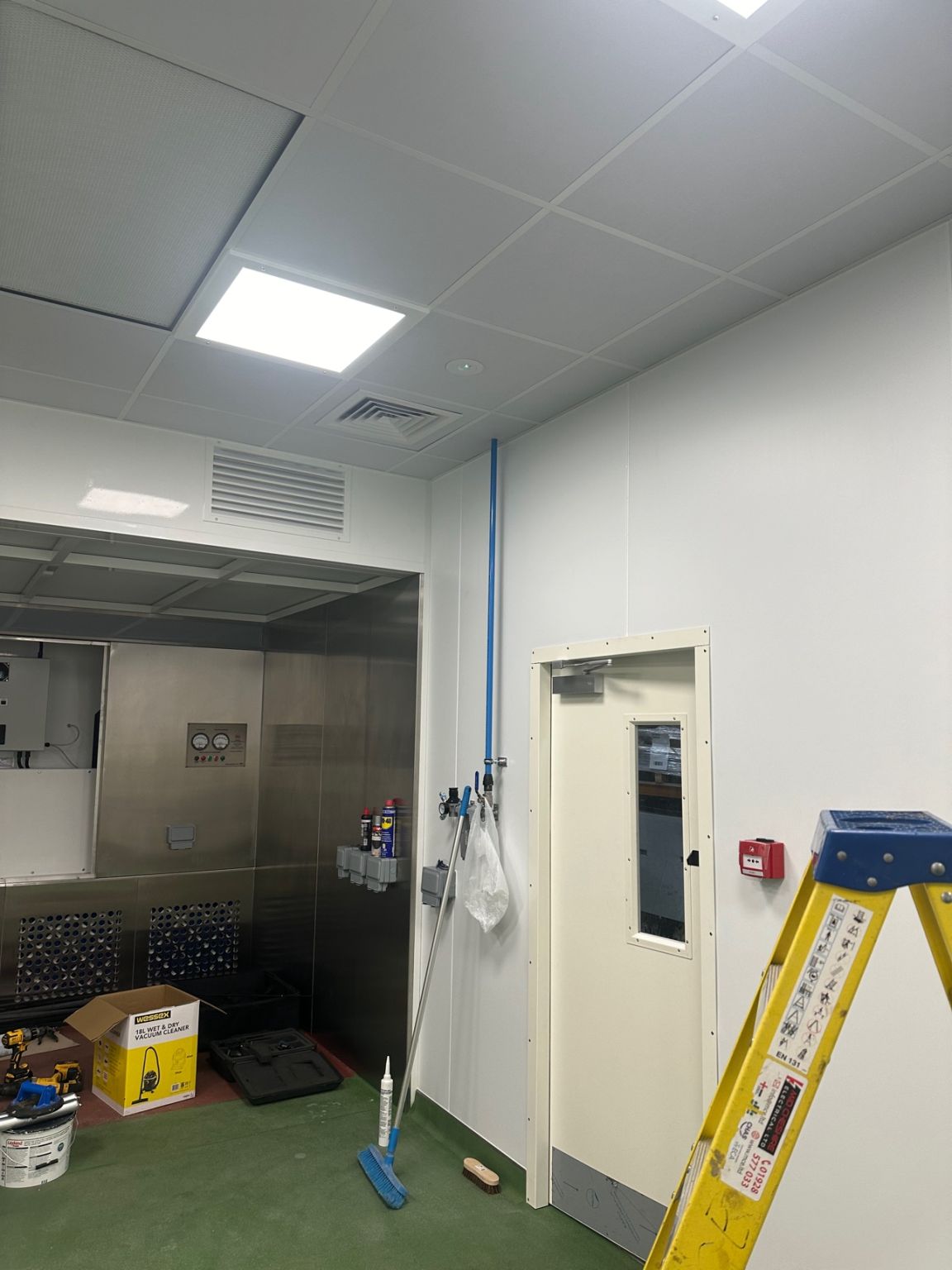 midcheshireelec's tweet card. Some work we’ve been on with at a north west pharmaceutical site. New clean room. Containment , small power , lighting , access controls , HVAC submains.