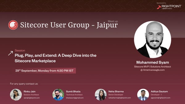 Nehajaipur01's tweet card. We’re happy to announce our “**Sitecore User Group Jaipur**” meetup on **Monday, 29th September, 2025**, from **4:30-5:30 PM IST** **Venue** \- This will be an online event