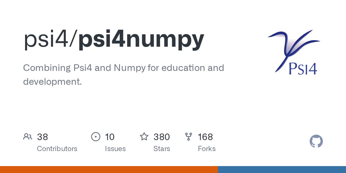 ghutchis's tweet card. Combining Psi4 and Numpy for education and development. - psi4/psi4numpy