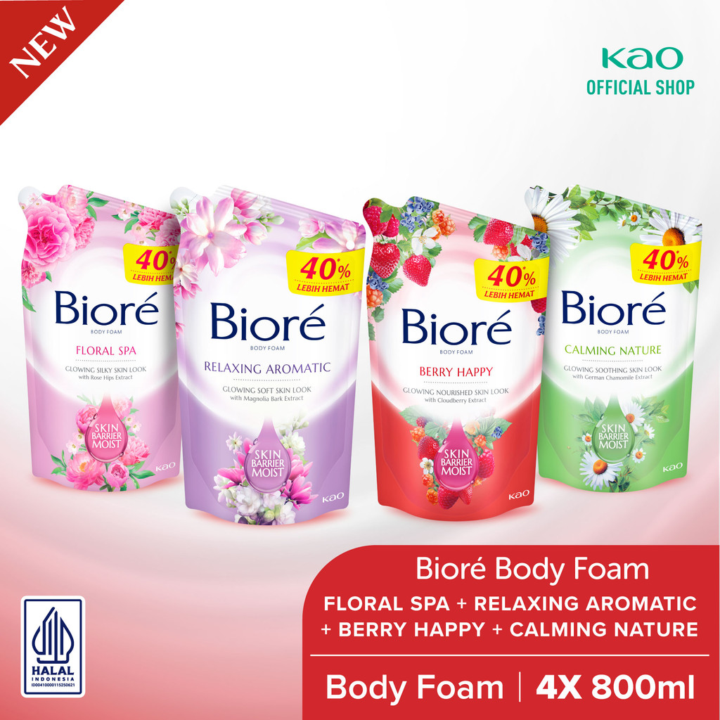 allfoundhere's tweet card. Beli Biore Body Foam Sabun Mandi Berry Happy 800ml + Calming Nature 800ml + Relaxing Aromatic 800ml + Floral Spa 800ml Pouch Terbaru Harga Murah di Shopee. Ada Gratis...
