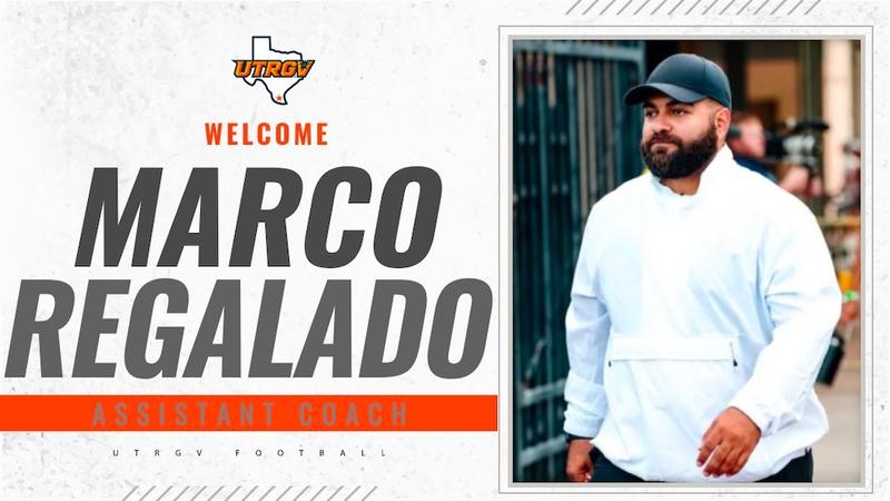 UTRGVFootball's tweet card. RIO GRANDE VALLEY – The University of Texas Rio Grande Valley (UTRGV) head football coach Travis Bush announced on Monday the hiring of Marco Regalado, who spent the last two seasons as the executive...