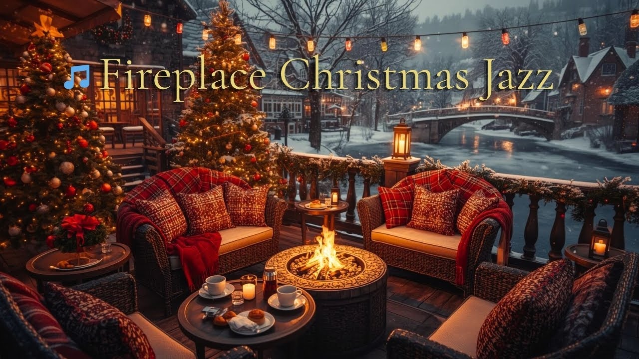 ninhpn's tweet card. Cozy Christmas Fireplace Jazz Piano 🎄 Snowfall Ambience for Relax,...