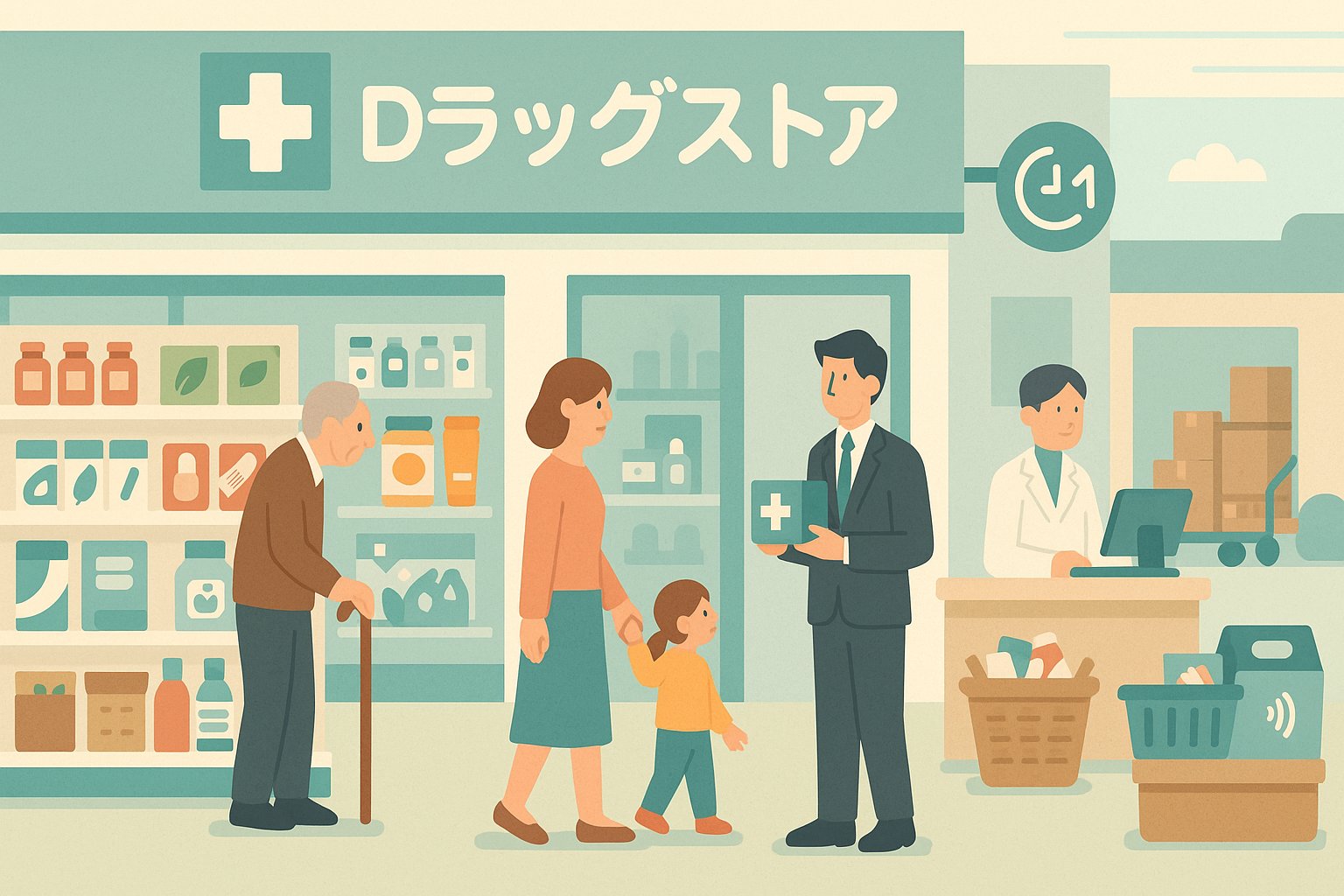 BlogRasu114's tweet card. このブログ記事は、ドラッグストア（DgS）の運営特性を販売士2級試験対策として丁寧に解説しています。医薬品だけでなく日用品・食品も扱う業態の成長理由や法律・専門人材の重要性、セルフメディケーション推進、インバウンド需要や業界再編の現状など、業界の仕組みと変化が実践的に学べる内容です。