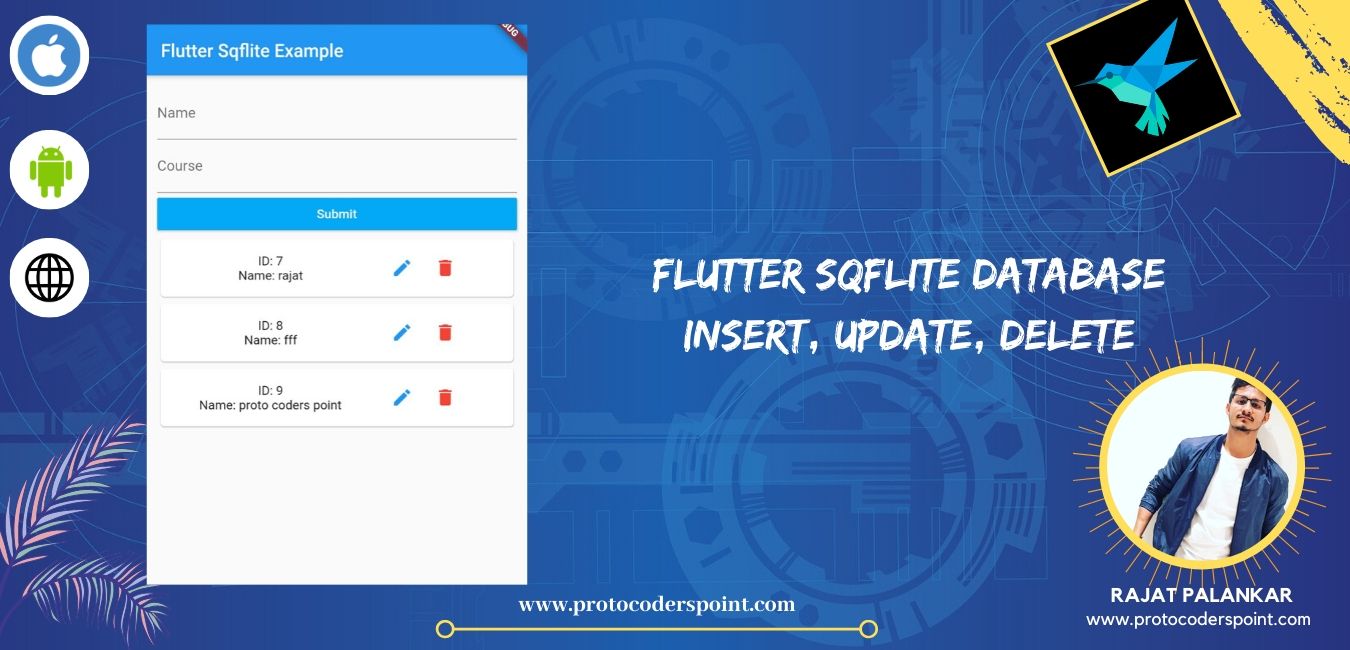 rajatpalankar's tweet card. In this Flutter Tutorial we will implement sqlite database where we can create/open a database, Insert data into table and even delete or update it.