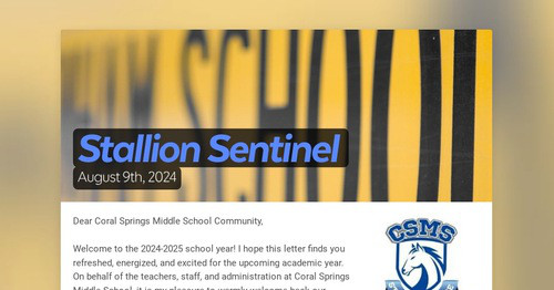 CSMiddleSchool's tweet card. Stallion Sentinel