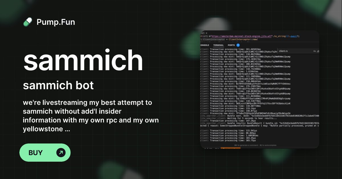 STACCoverflow's tweet card. we're livestreaming my best attempt to sammich without add'l insider information with my own rpc and my own yellowstone grpc yolo