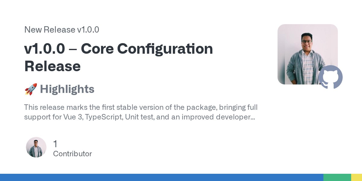 _tuxgonzalez's tweet card. 🚀 Highlights This release marks the first stable version of the package, bringing full support for Vue 3, TypeScript, Unit test, and an improved developer experience focused on automation and...