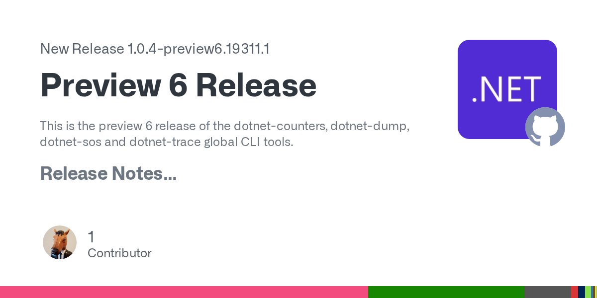 sywhang95's tweet card. This is the preview 6 release of the dotnet-counters, dotnet-dump, dotnet-sos and dotnet-trace global CLI tools. Release Notes SOS Fixed missing metadata in core dump issue that caused UNKNOWN fun...