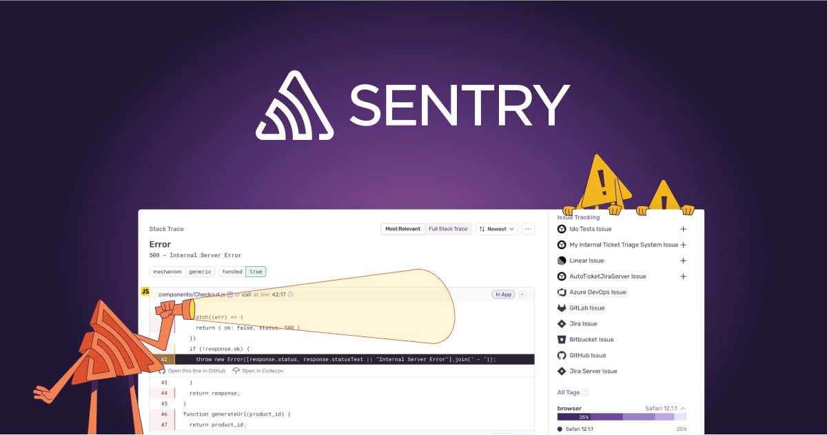 creowistech's tweet card. Application performance monitoring for developers & software teams to see errors clearer, solve issues faster & continue learning continuously. Get started at sentry.io.