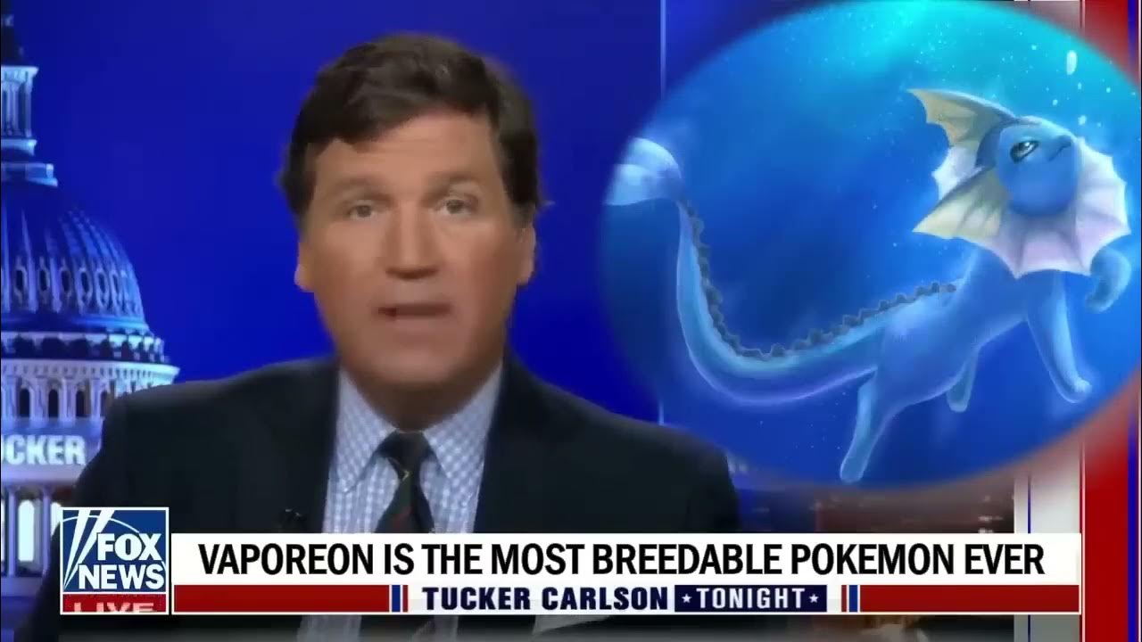 TheSeriouusGuy's tweet card. Tucker Carlson red pills a libtard about Vaporeon