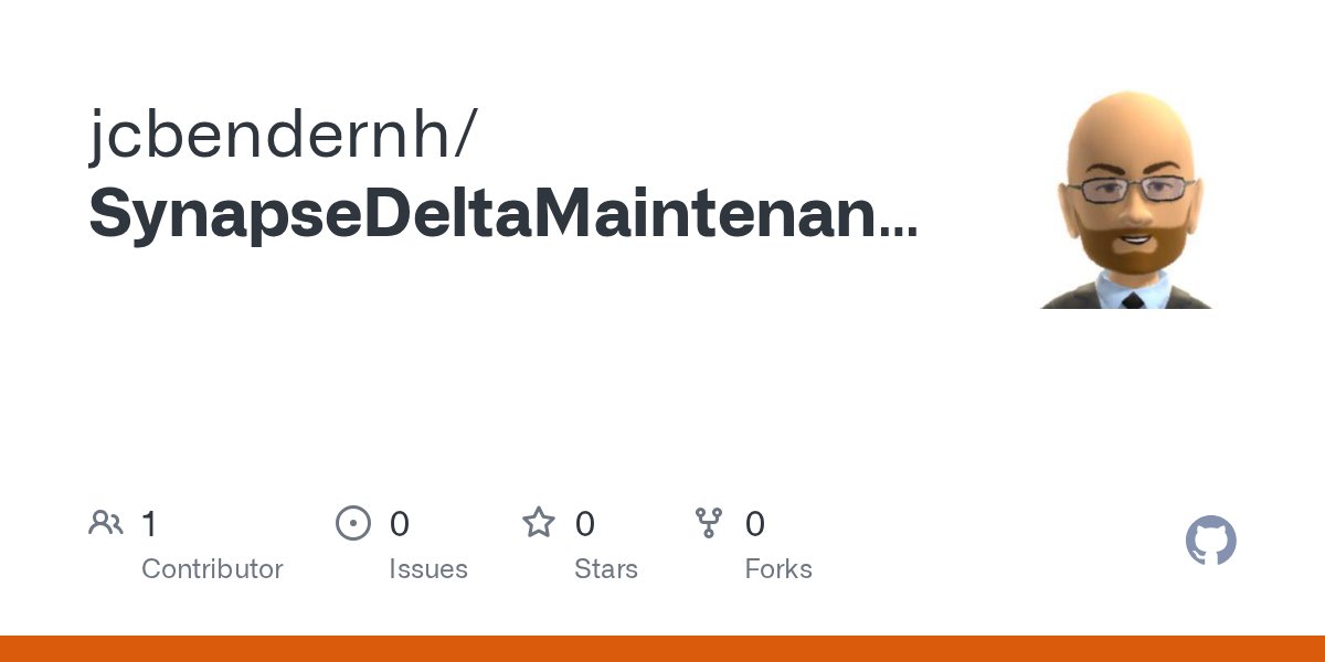 jcbendernh's tweet card. Contribute to jcbendernh/SynapseDeltaMaintenance development by creating an account on GitHub.