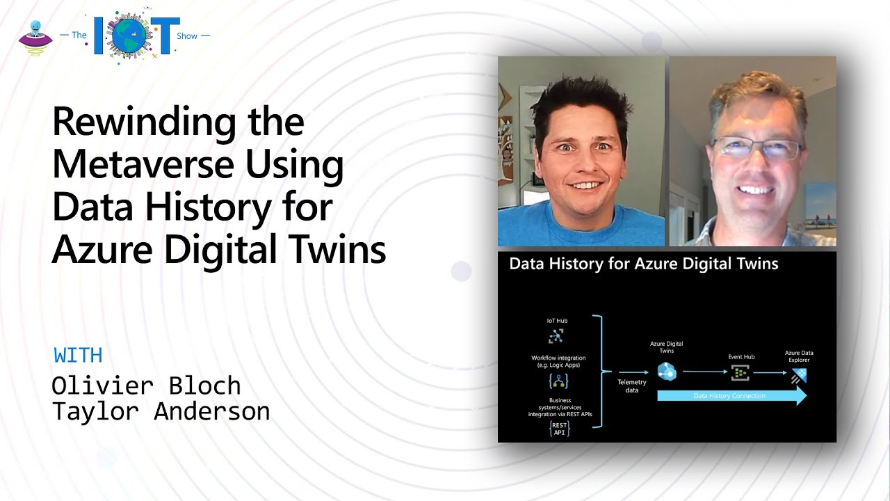jcbendernh's tweet card. IoT Show: Rewinding the Metaverse using Data History for Azure...