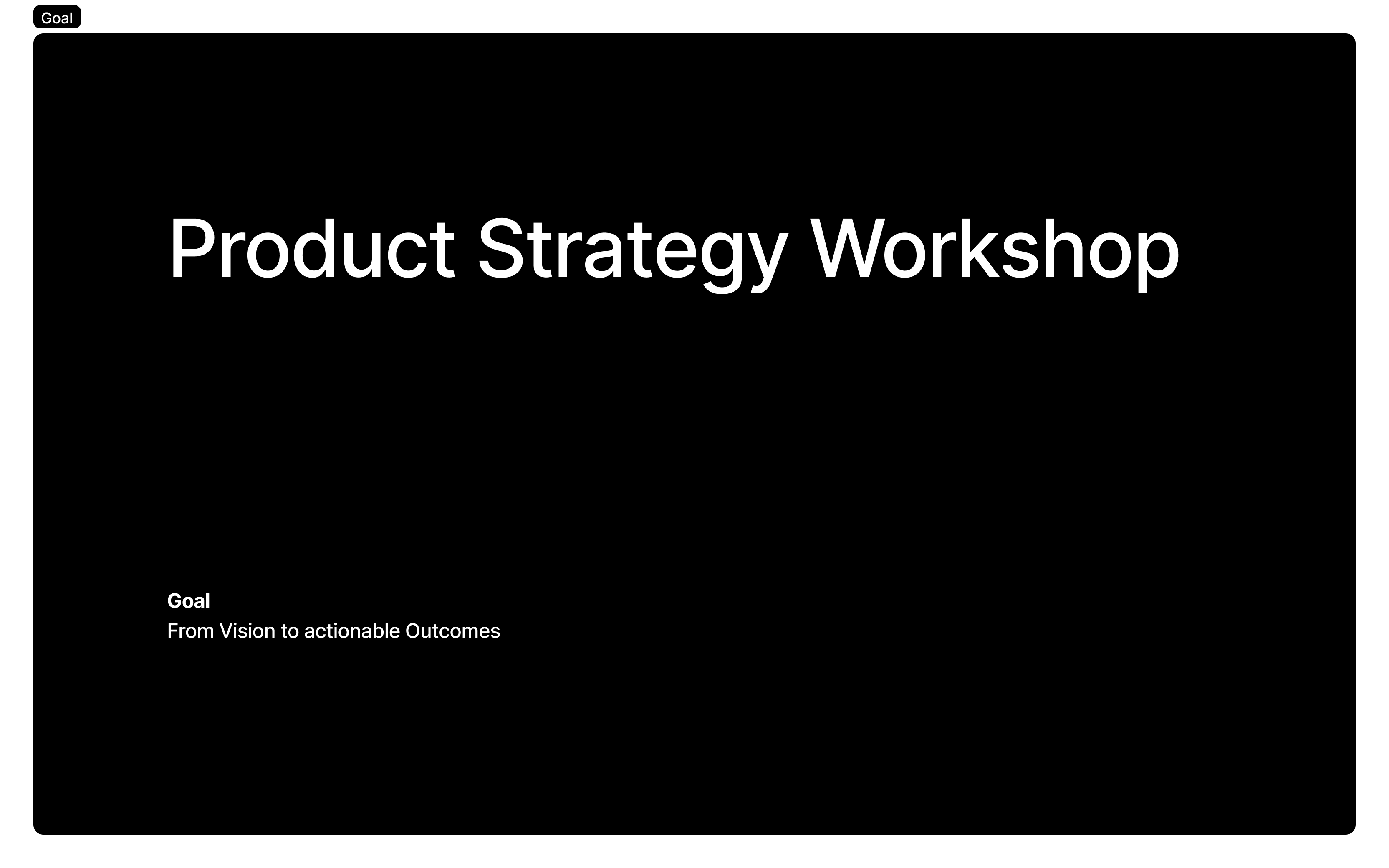 softwarenerdco's tweet card. Product Strategy Workshop. From vision to actionable Outcomes