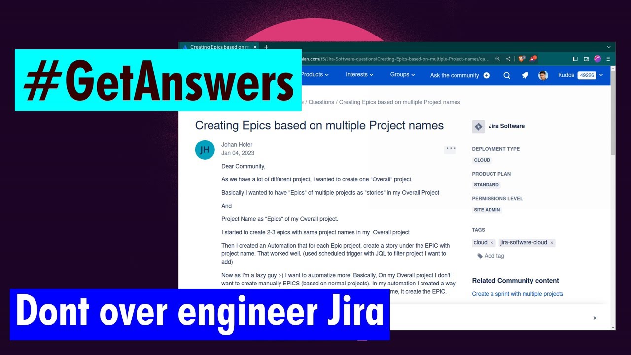 sparxsys's tweet card. GetAnswers - Don't over engineer Jira