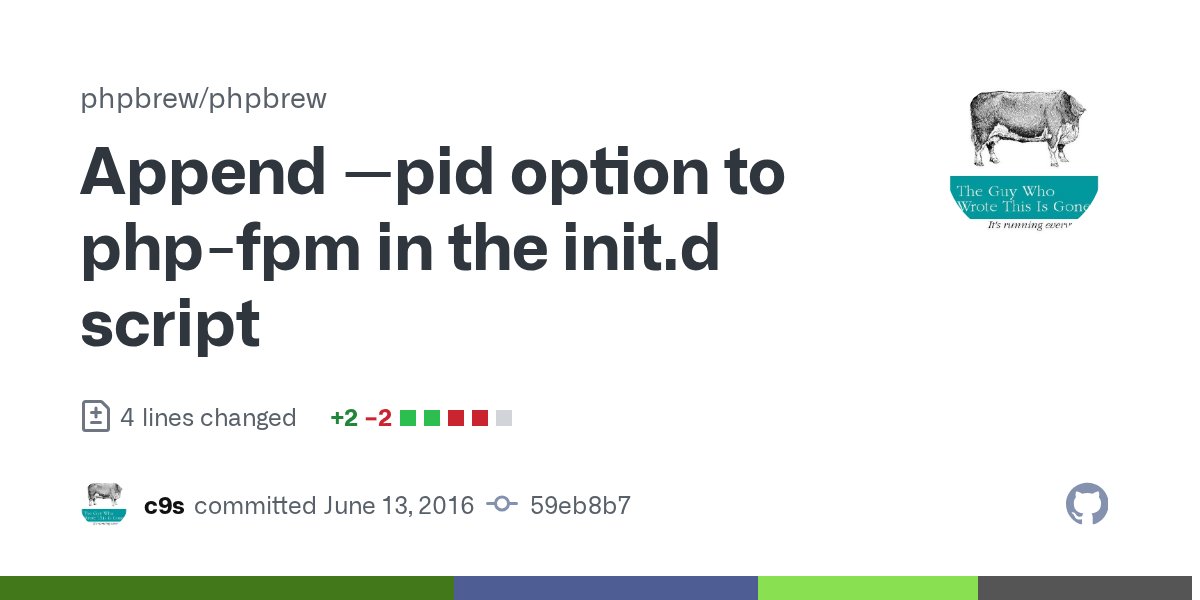 phpbrew's tweet card. Append --pid option to php-fpm in the init.d script · phpbrew/phpbrew@59eb8b7