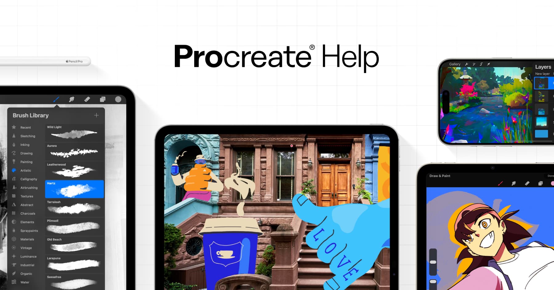 Procreate's tweet card. Find official resources, tips, tricks, and solutions. Can’t see what you’re looking for? Talk to our team.