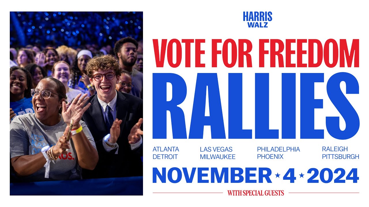 ladygaga's tweet card. Vote for Freedom Rallies for VP Kamala Harris and Gov Tim Walz
