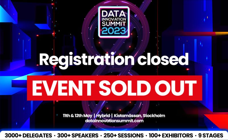 KBHyperight's tweet card. The registrations for the 8th annual Data Innovation Summit 2023, scheduled for 11th/12th of May at Kistamässan in Stockholm are now CLOSED.    With 3200 participants registered, the event is...