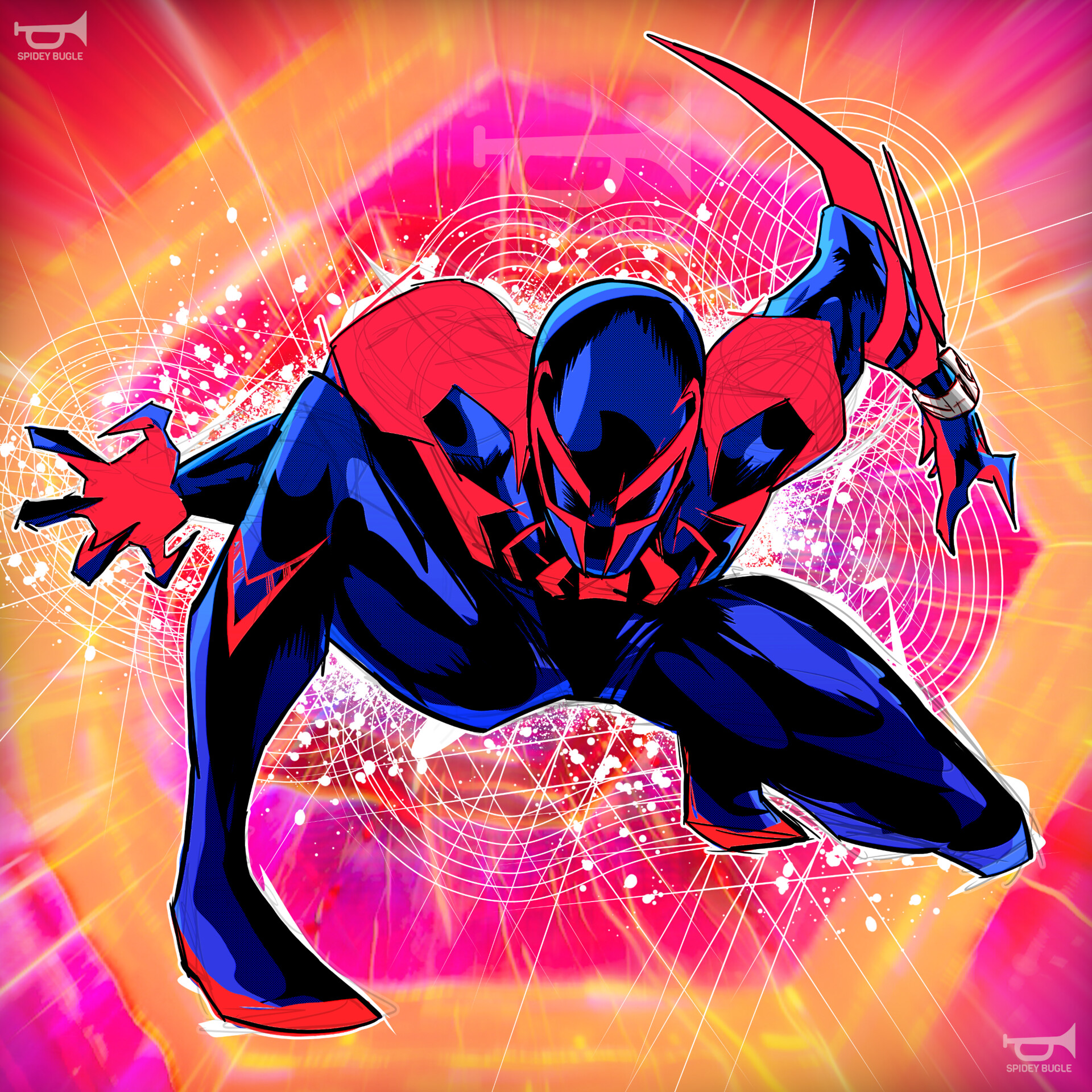 TheSpideyBugle's tweet card. A quick Miguel piece with his design from Across the Spider-Verse!