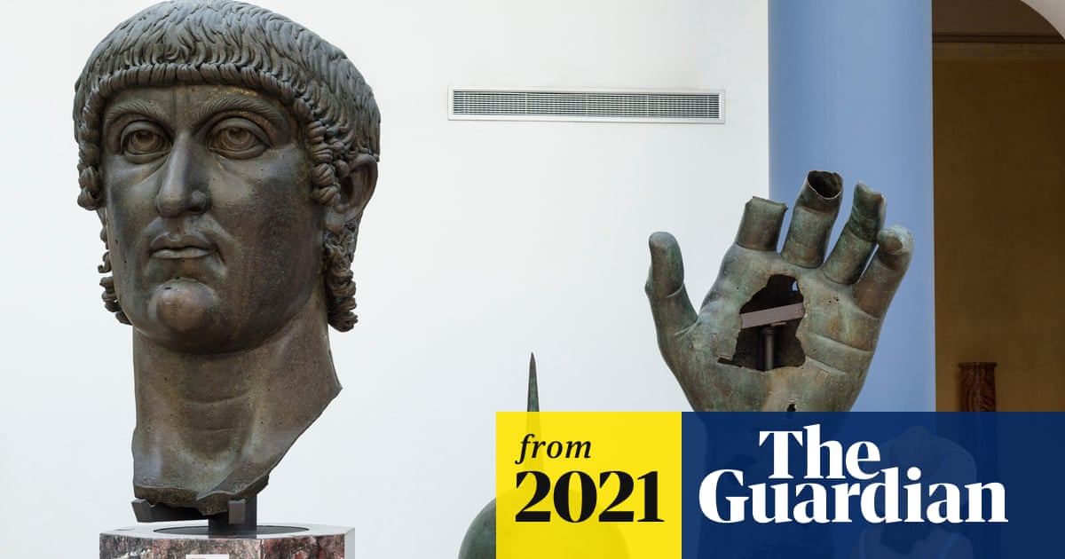ClassicsNU's tweet card. Bronze finger found at Louvre is remounted on to Constantine’s hand at museum in Rome