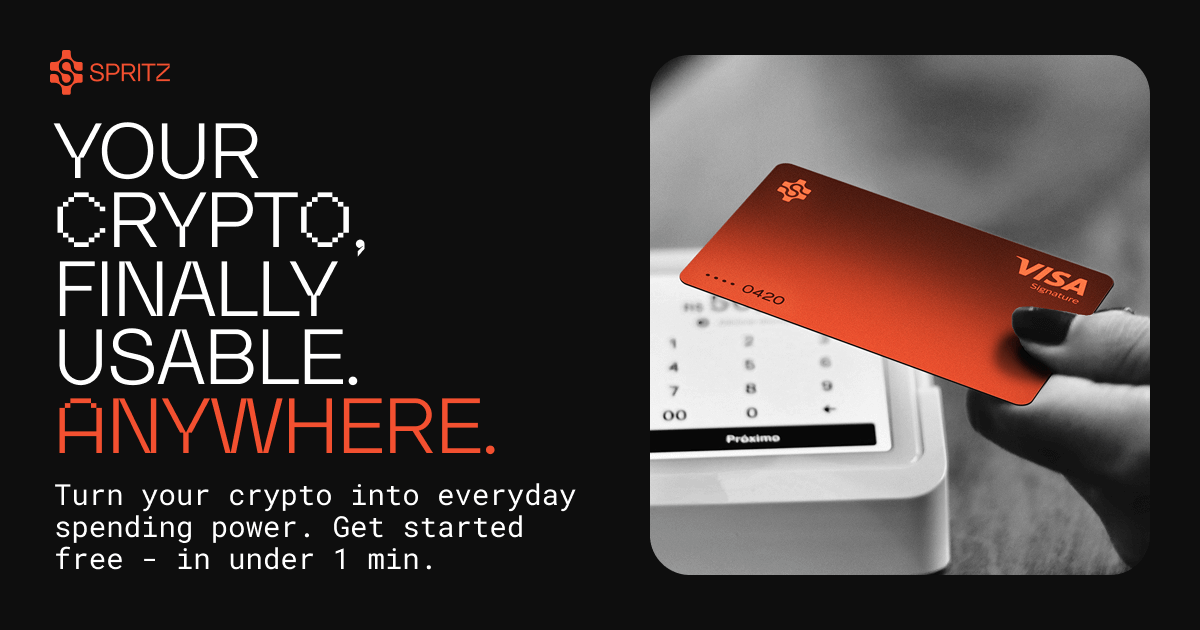 spritzfinance's tweet card. Spritz is the ultimate crypto payments app, making it easy to use crypto for bills, purchases, and transfers. Explore seamless crypto-to-fiat payments.