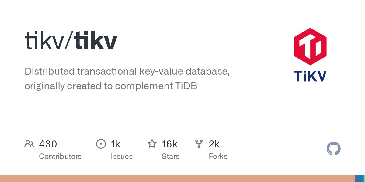 raczylo's tweet card. Distributed transactional key-value database, originally created to complement TiDB - tikv/tikv