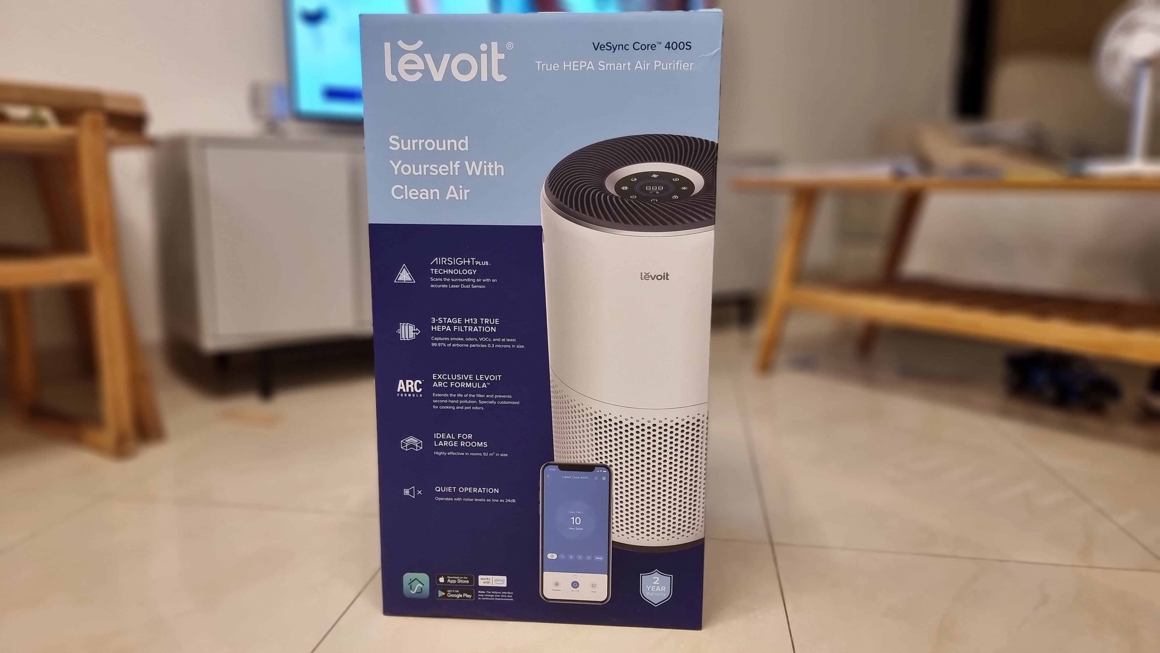 TechNPeople's tweet card. טכנולוגיה ואנשים - Levoit VeSync Core 400S הוא מטהר אוויר חכם עם חיישן לייזר PM2.5, שליטה מהאפליקציה וביצועים חזקים גם בחדרים גדולים.